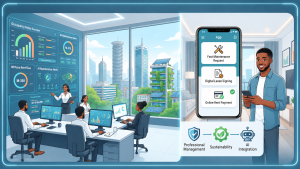 Property management in Kenya with modern buildings, digital technology, and sustainable real estate solutions